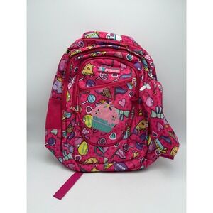 New York Xpress Kids Backpack Pink Candy Cupcake Cat Print Girls School Bag
